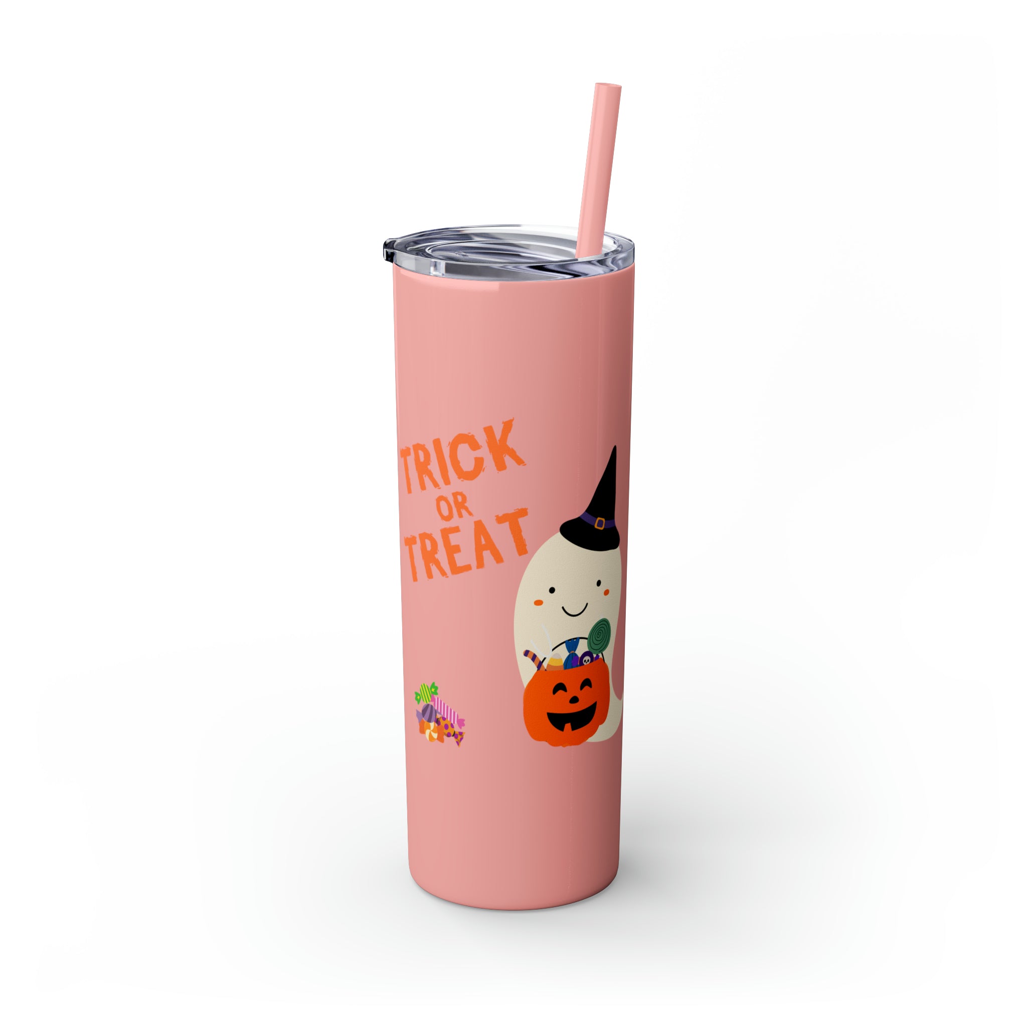 Trick or Treat Skinny Tumbler with Straw, 20oz