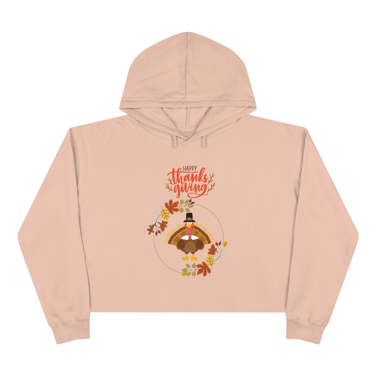 Happy Thanksgiving Pilgrim Turkey Crop Hoodie