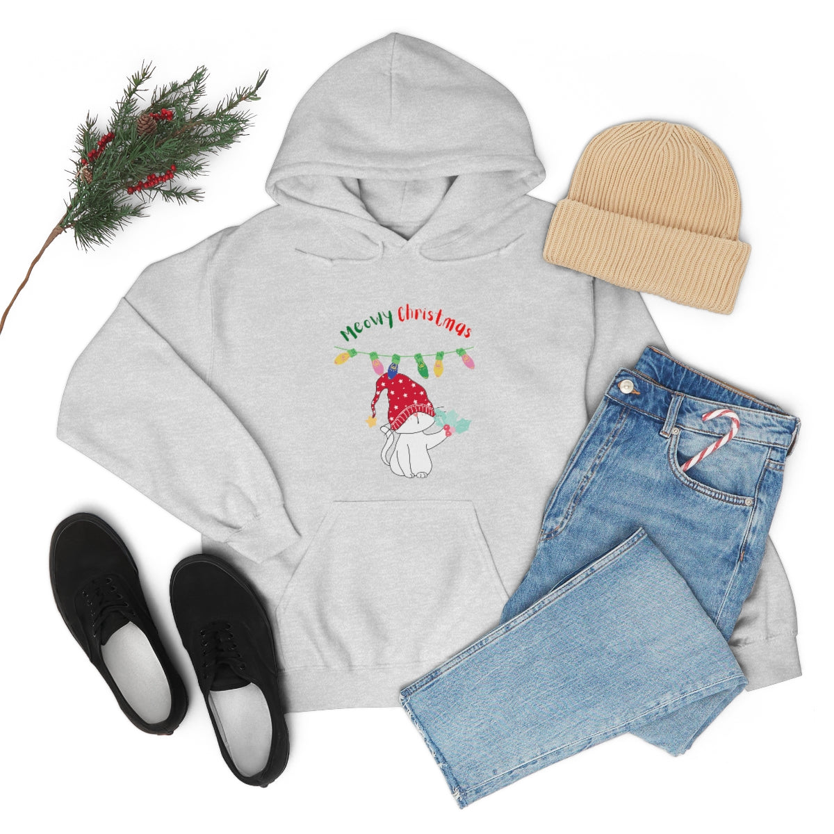 Meowy Christmas Heavy Blend™ Hooded Sweatshirt