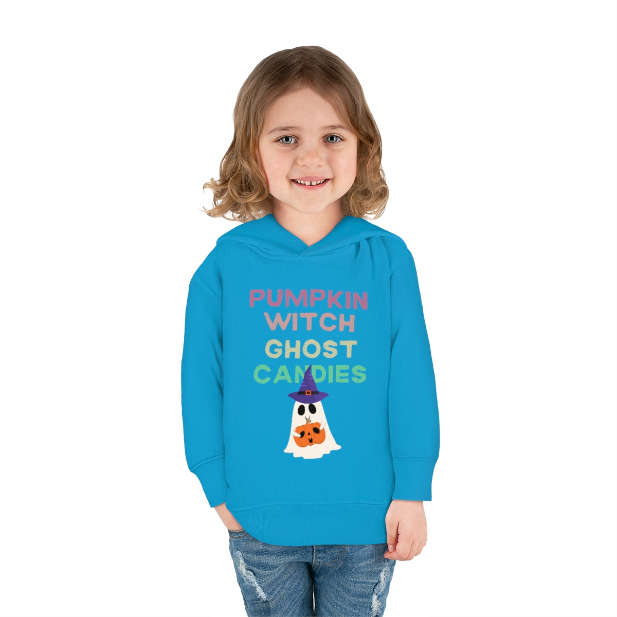 Pumpkin Witch Ghost Candies Toddler Pullover Fleece Hoodie