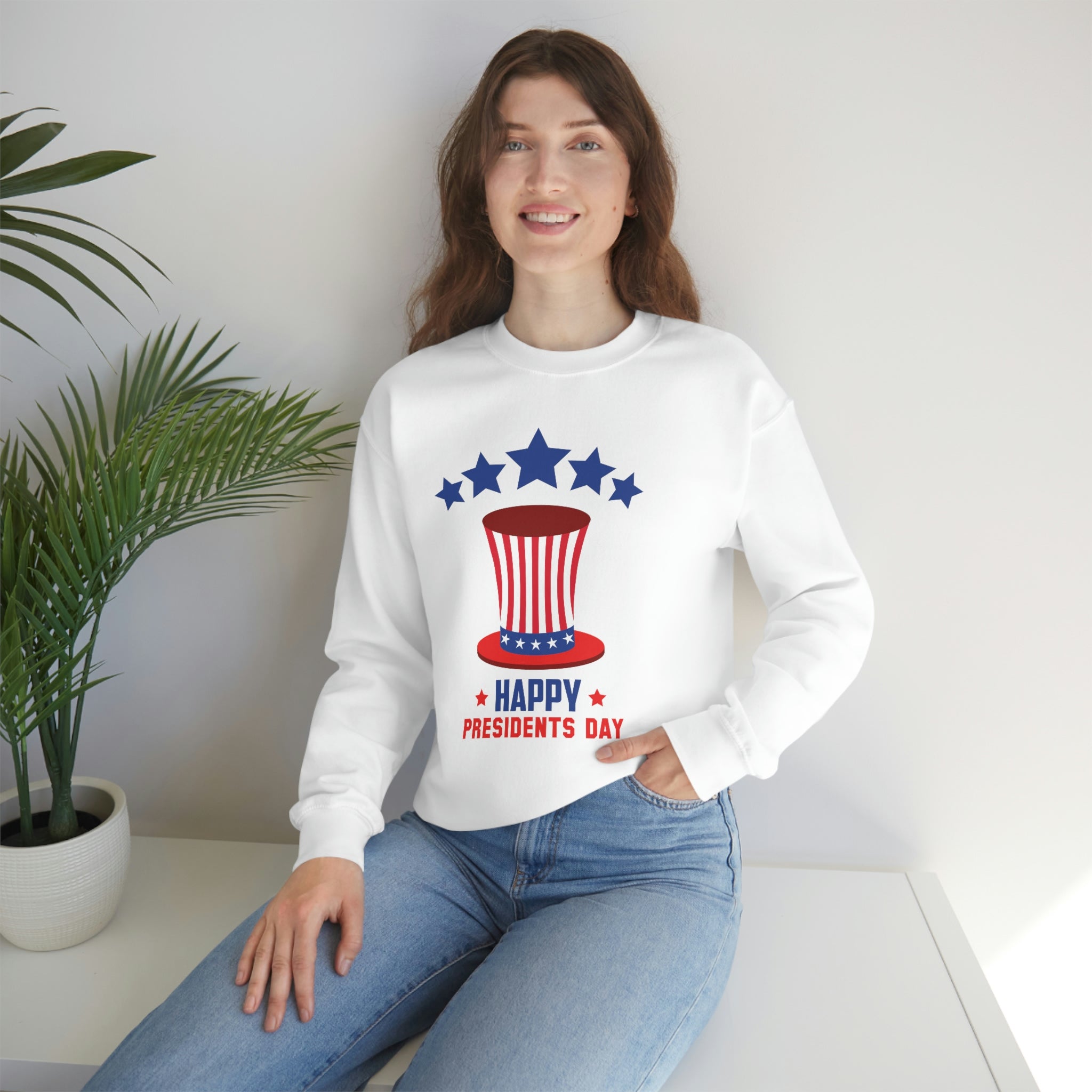 Happy President's Day Hat Unisex Heavy Blend™ Crewneck Sweatshirt