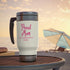 Proud Mom Stainless Steel Travel Mug with Handle, 14oz