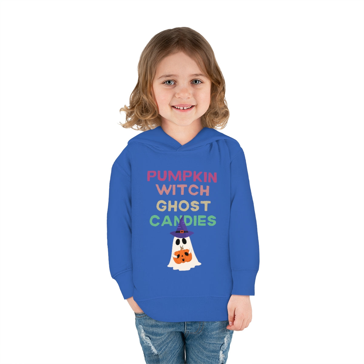 Pumpkin Witch Ghost Candies Toddler Pullover Fleece Hoodie