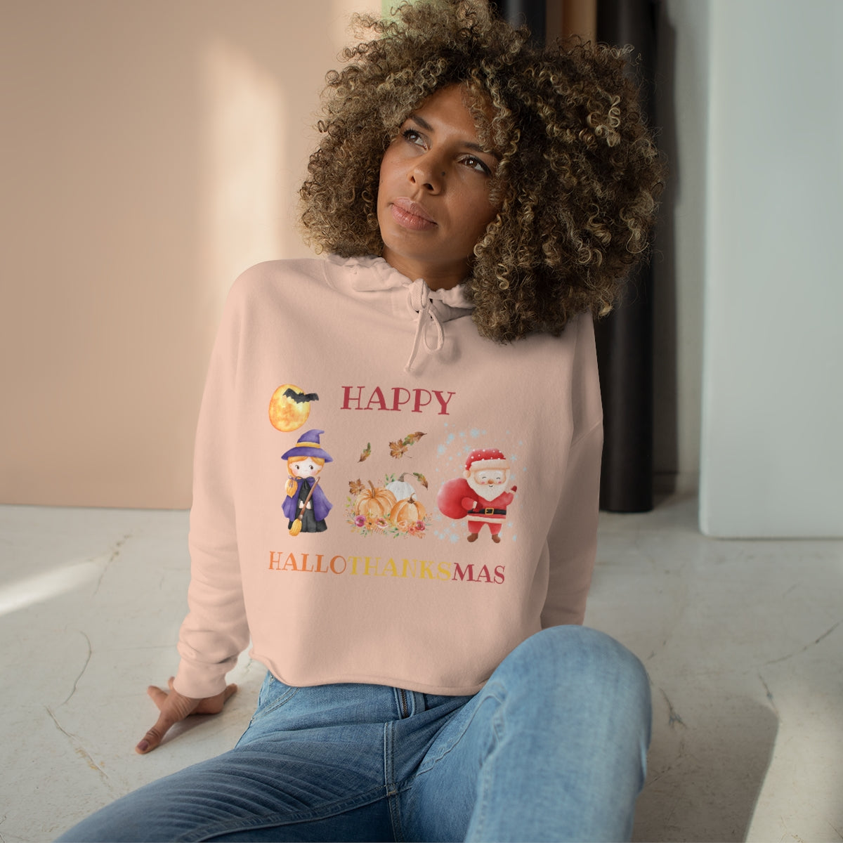 Happy Hallothanksmas Crop Hoodie
