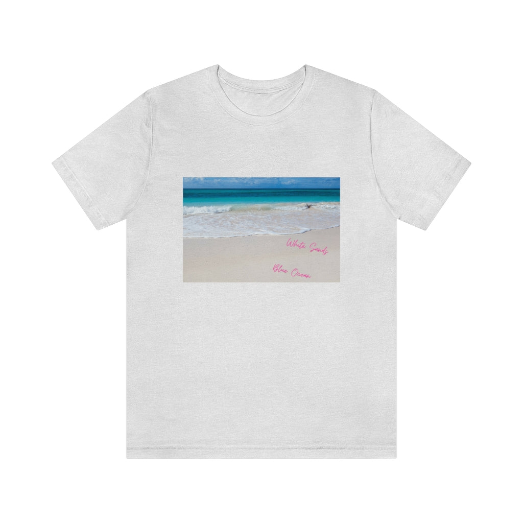 White Sands Blue Ocean Unisex Jersey Short Sleeve Tee