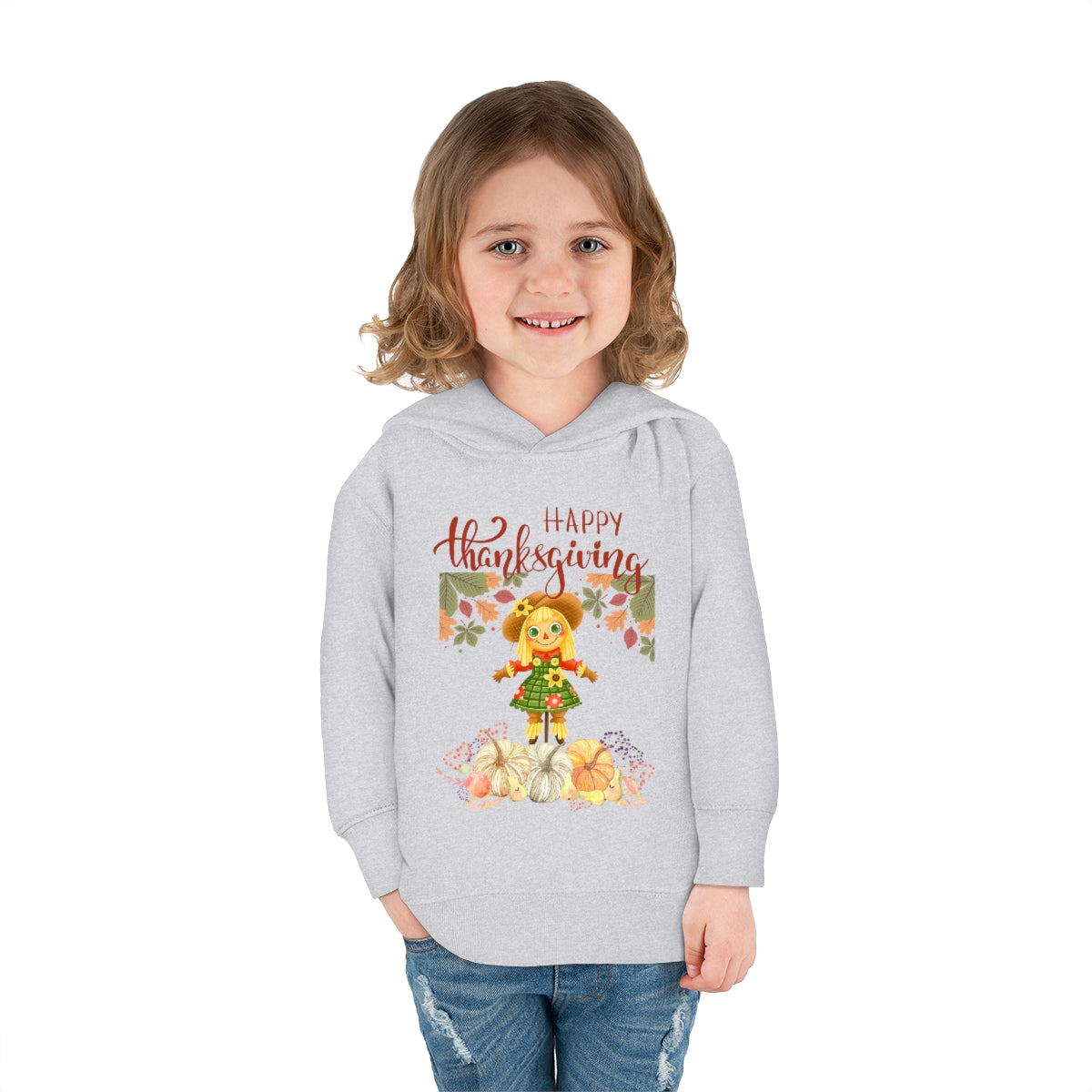 Scarecrow Happy Thanksgiving Toddler Pullover Fleece Hoodie