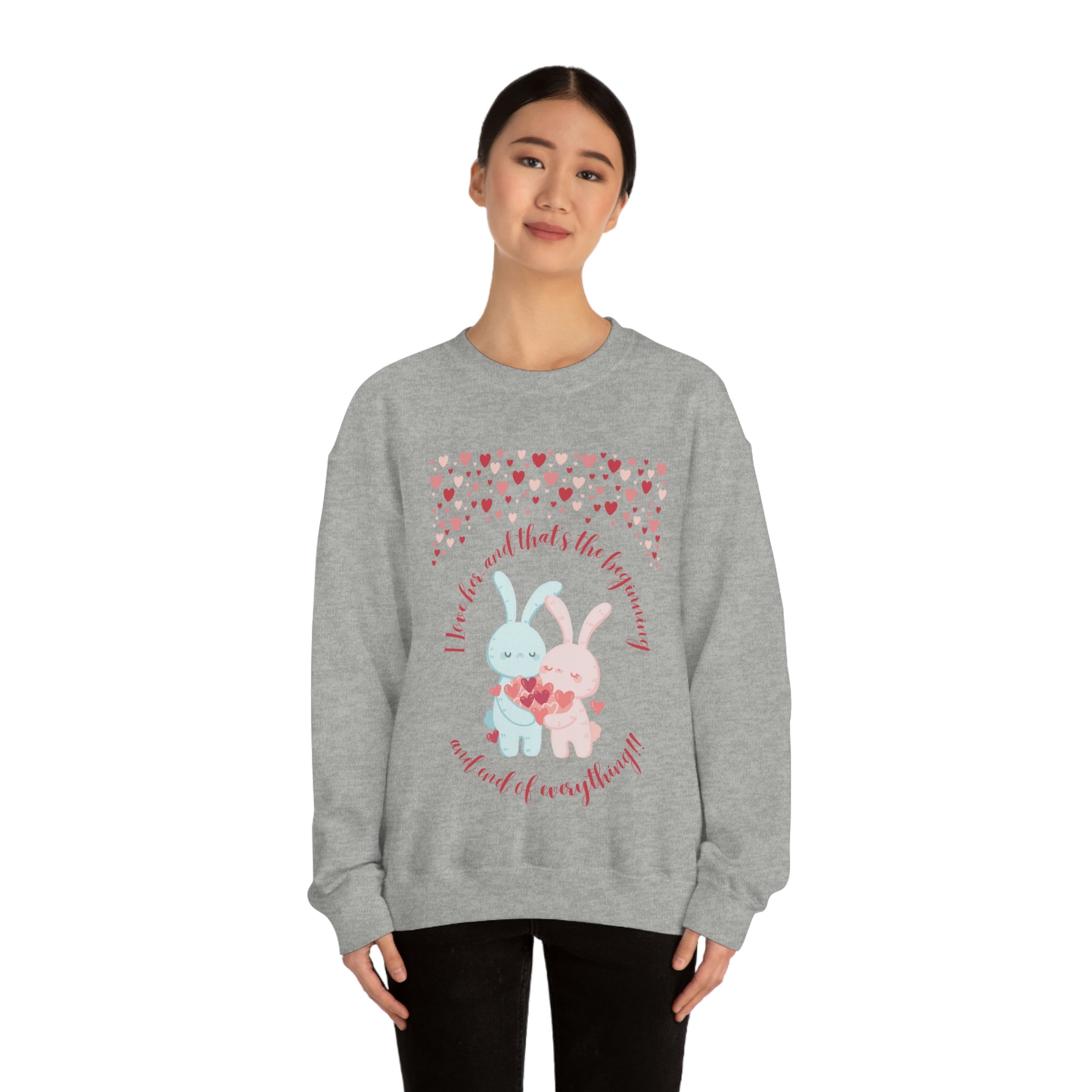 The I Love Her U & Me Unisex Heavy Blend™ Crewneck Sweatshirt