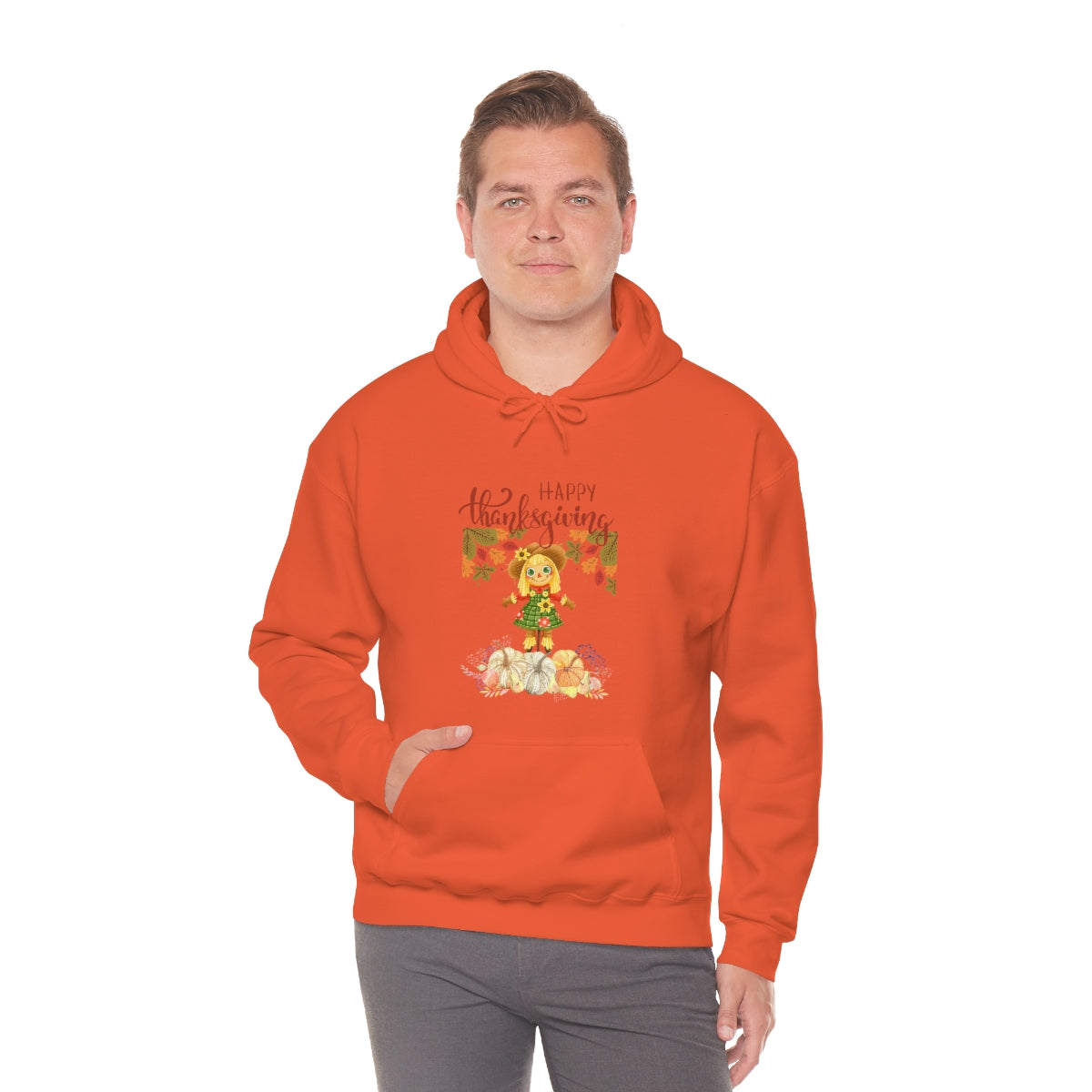 Scarecrow Happy Thanksgiving Unisex Heavy Blend™ Hooded Sweatshirt