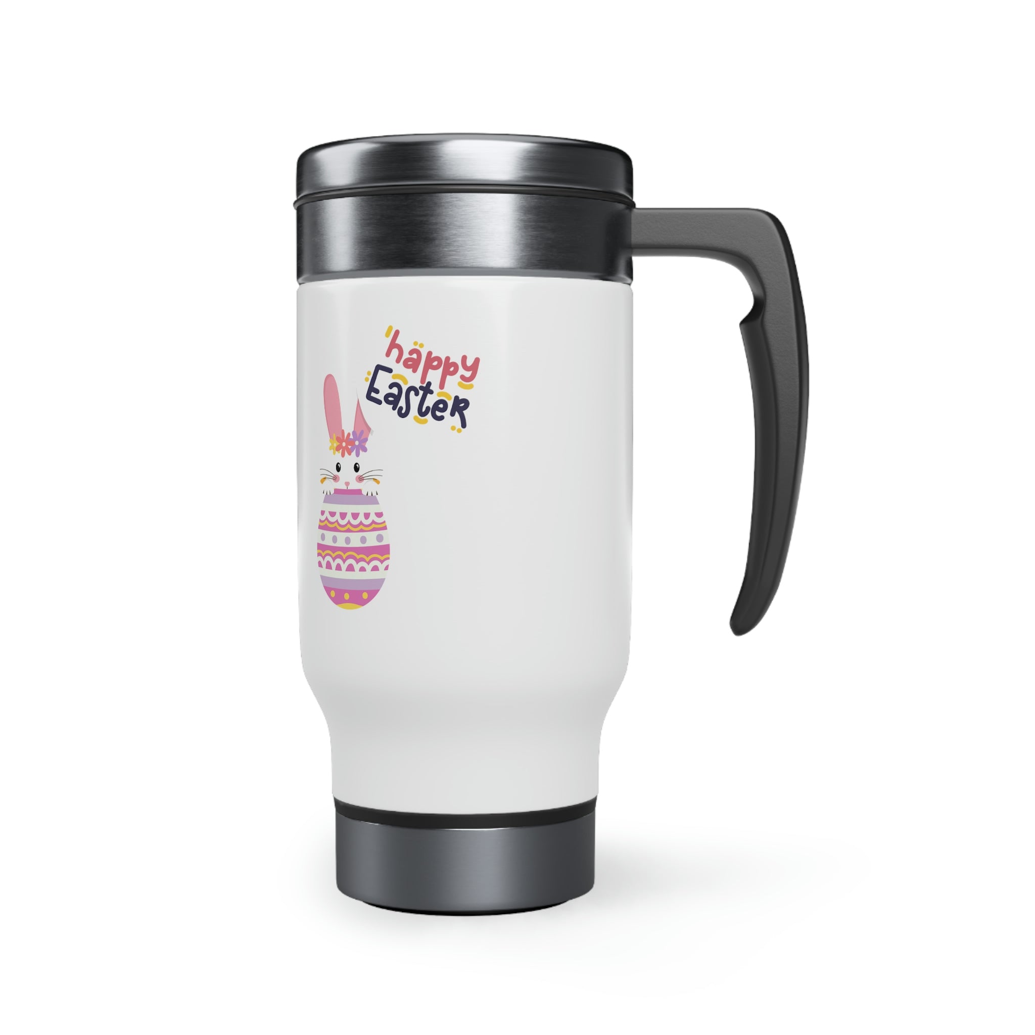 Happy Easter Day Bunny Stainless Steel Travel Mug with Handle, 14oz