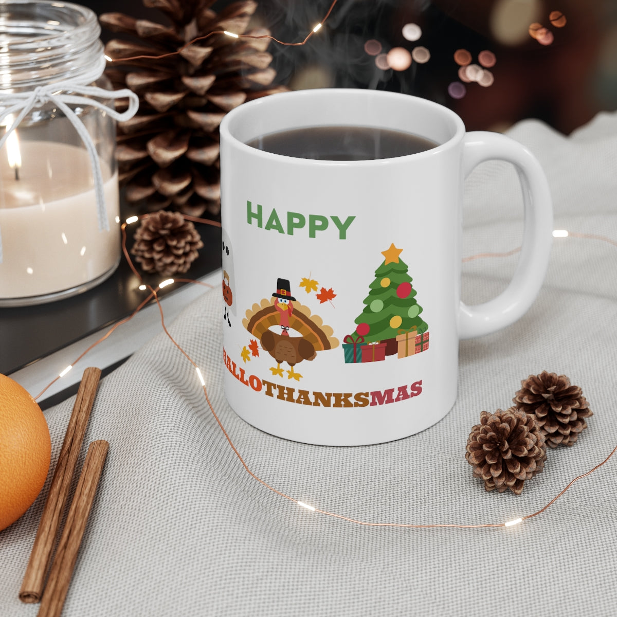 Happy Hallothanksmas Ceramic Mug 11oz