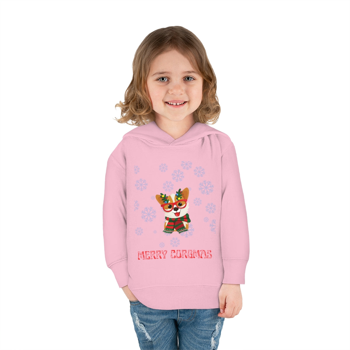 Merry Corgmas Toddler Pullover Fleece Hoodie