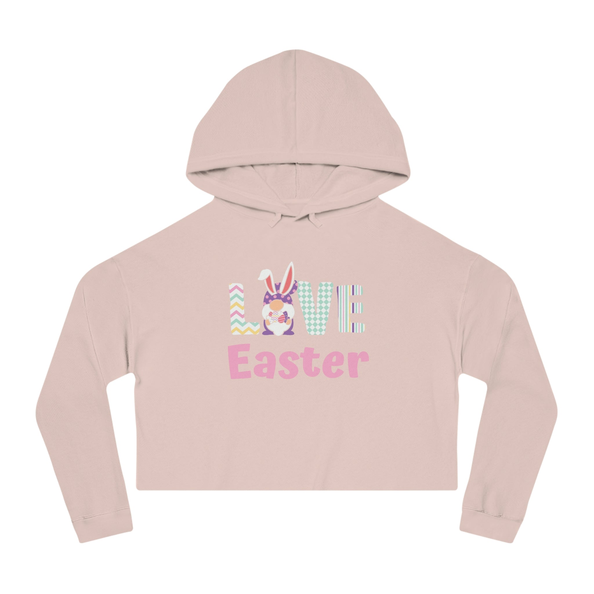 Gnome Love Easter Women’s Cropped Hooded Sweatshirt