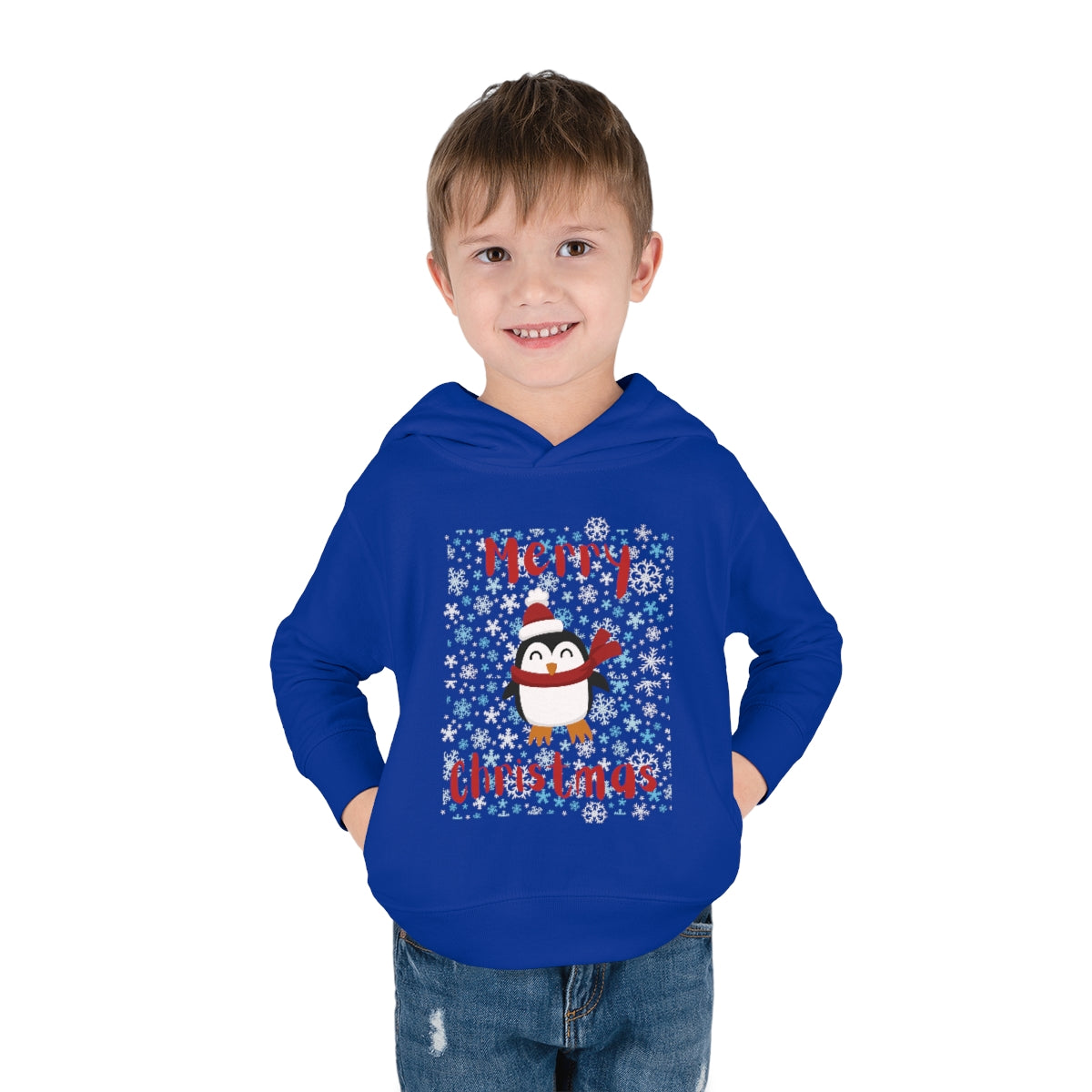 Cute Penguin Christmas Toddler Pullover Fleece Hoodie