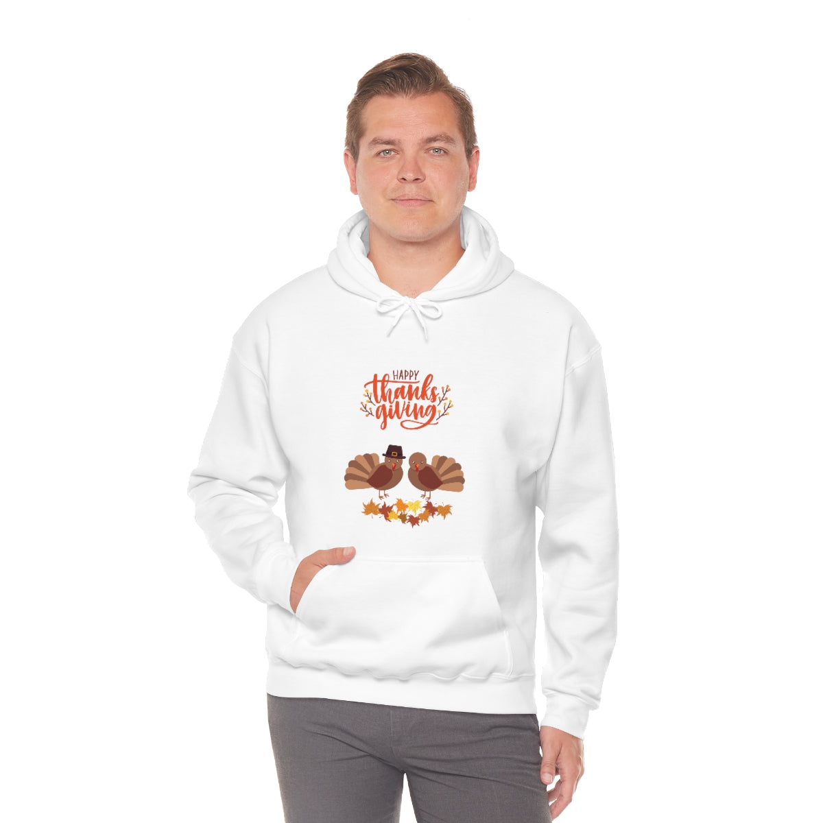 Cute Thanksgiving Turkey Pilgrims Unisex Heavy Blend™ Hooded Sweatshirt