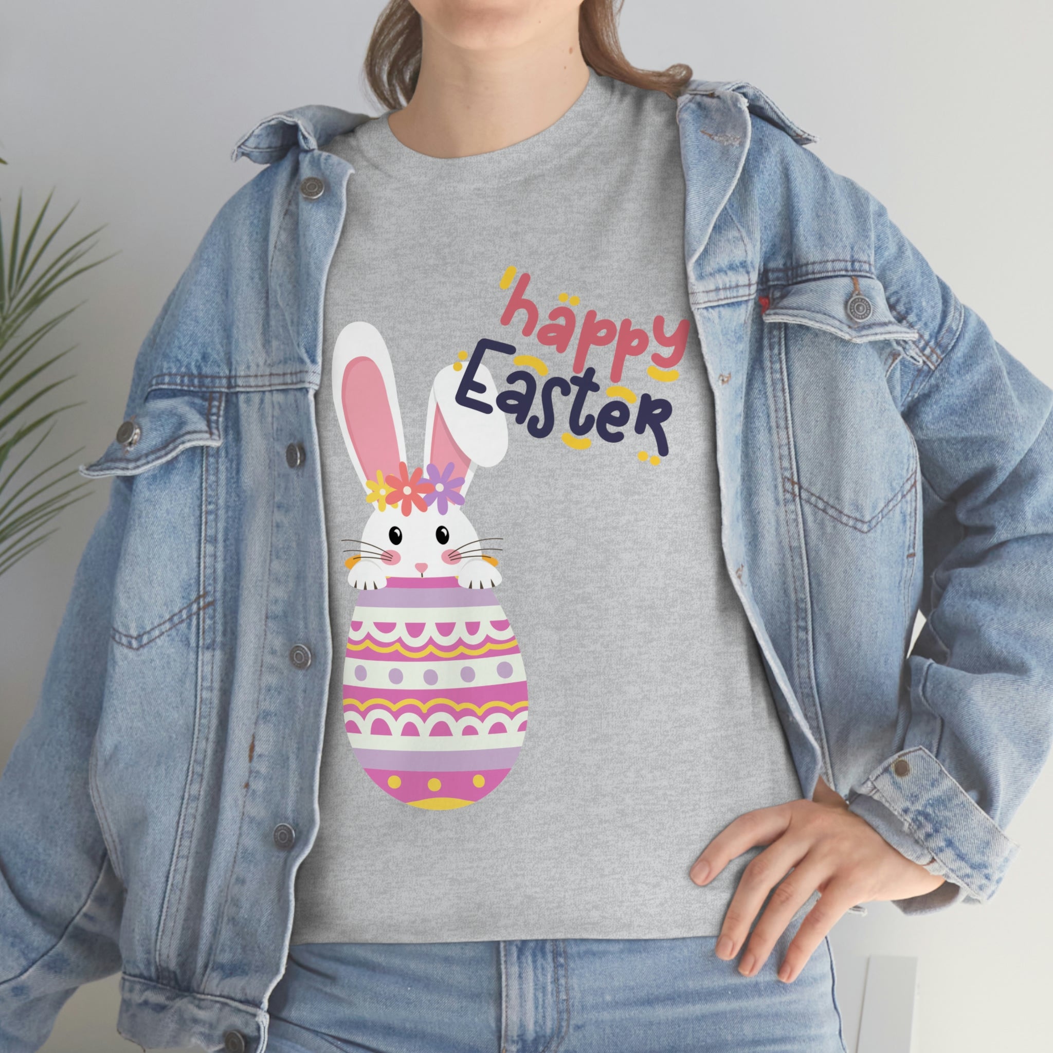 Happy Easter Day Bunny Unisex Heavy Cotton Tee