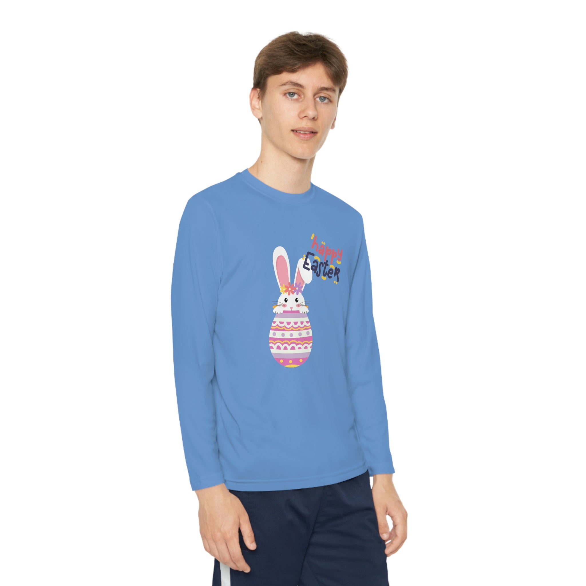 Happy Easter Day Bunny Youth Long Sleeve Competitor Tee