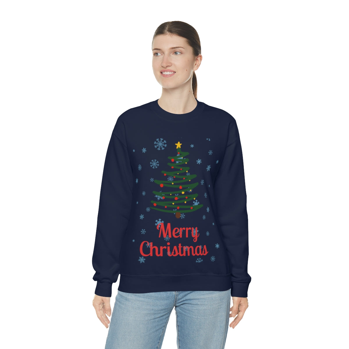 Merry Christmas Tree Unisex Heavy Blend™ Crewneck Sweatshirt