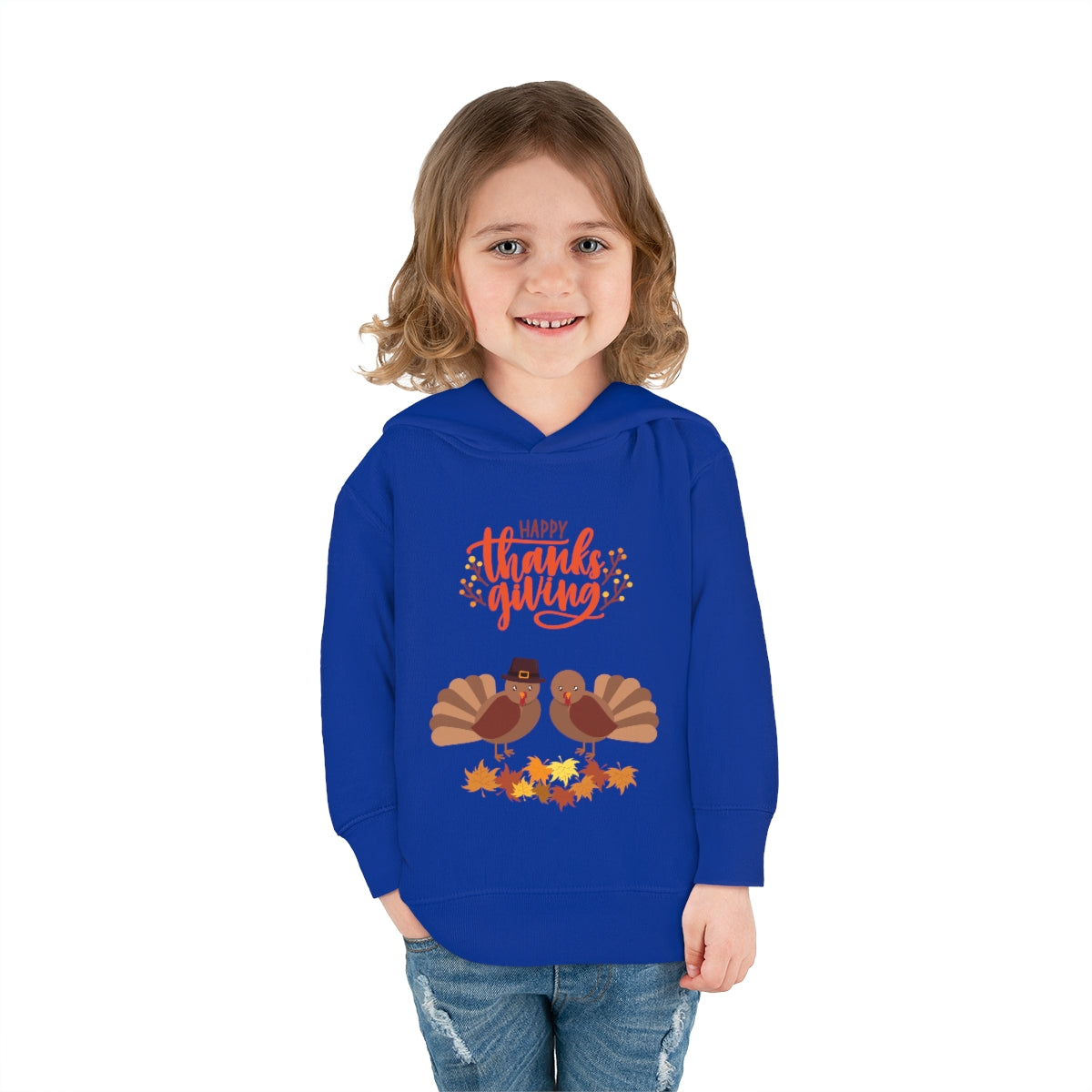 Cute Thanksgiving Turkey Pilgrim Toddler Pullover Fleece Hoodie