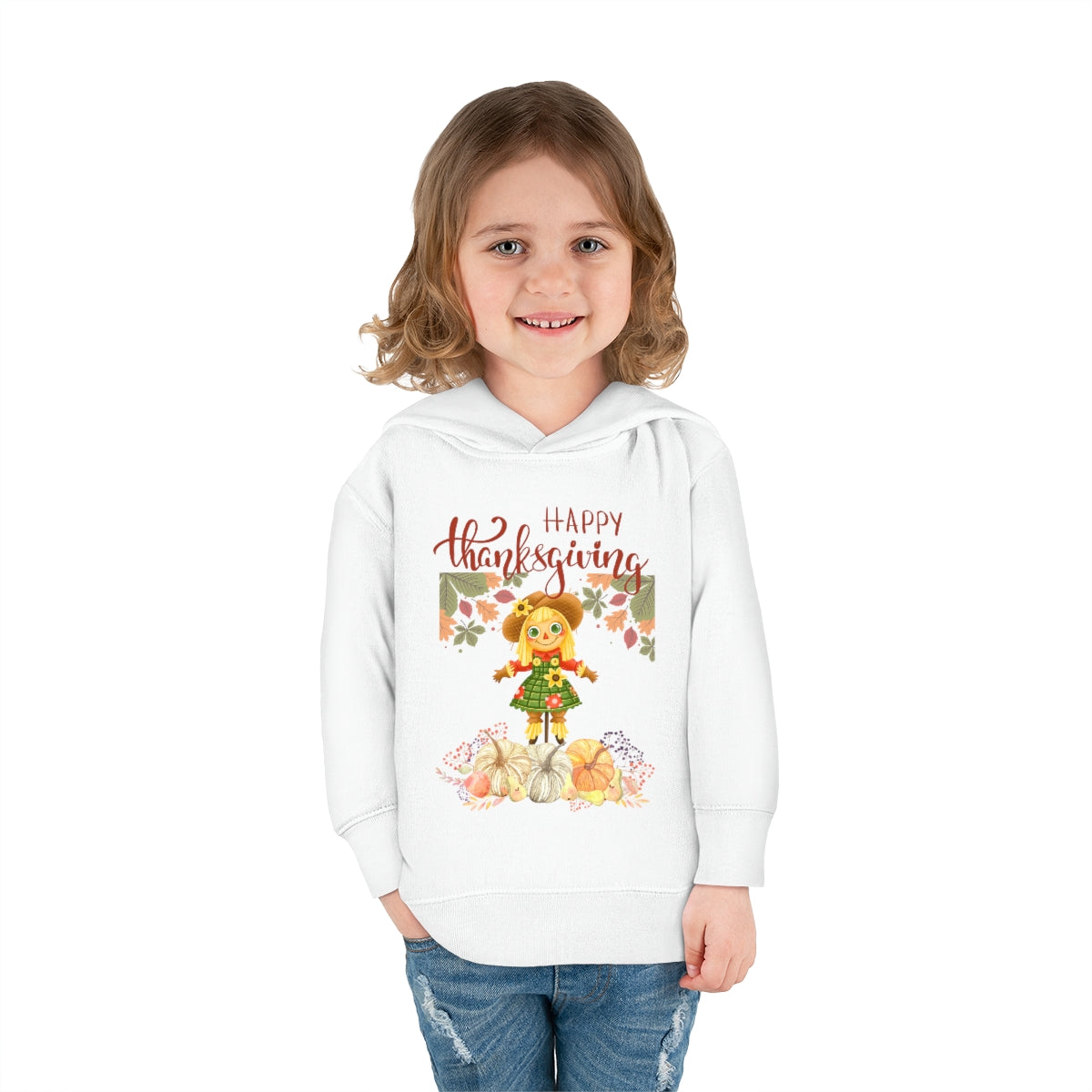 Scarecrow Happy Thanksgiving Toddler Pullover Fleece Hoodie