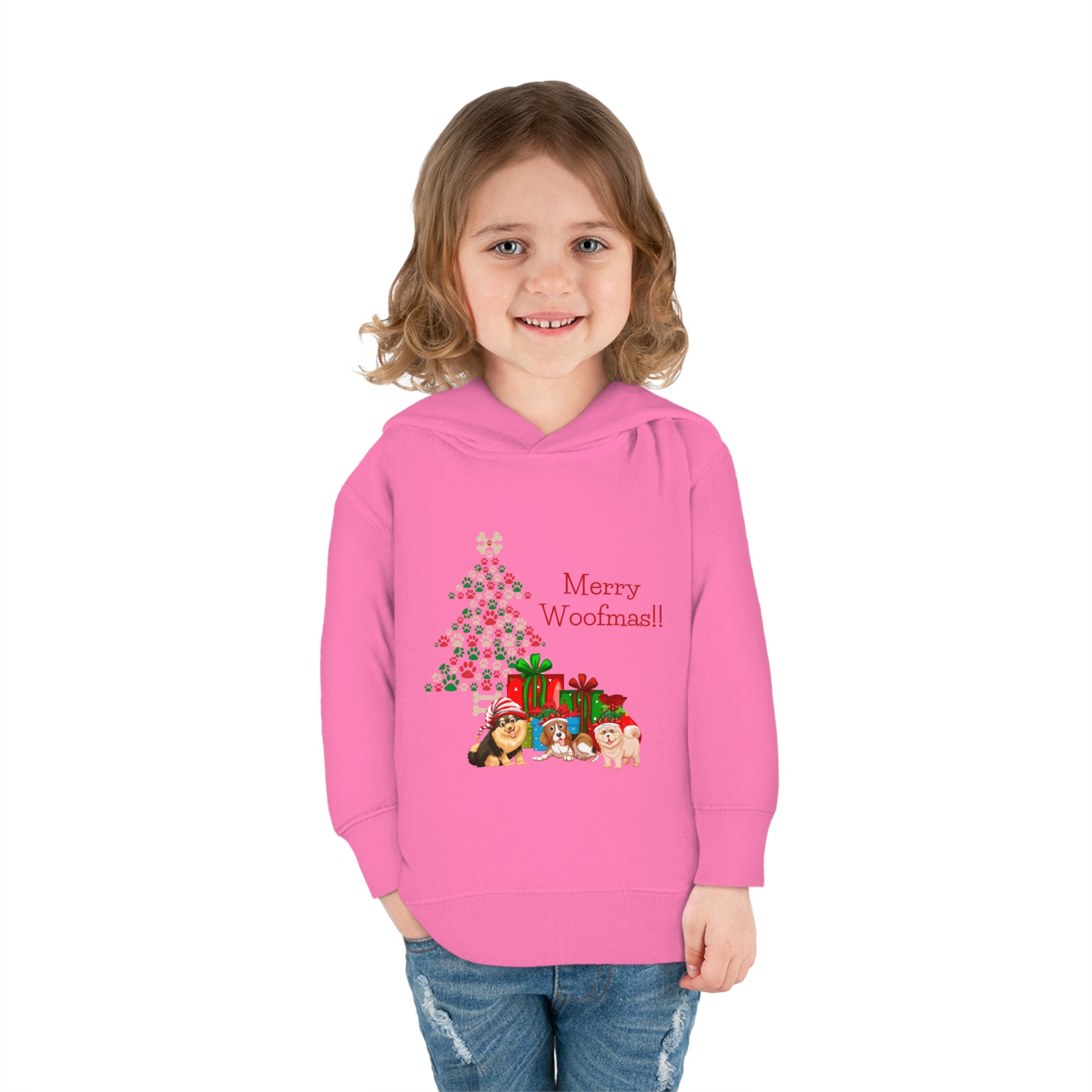 Merry Woolfmas Toddler Pullover Fleece Hoodie