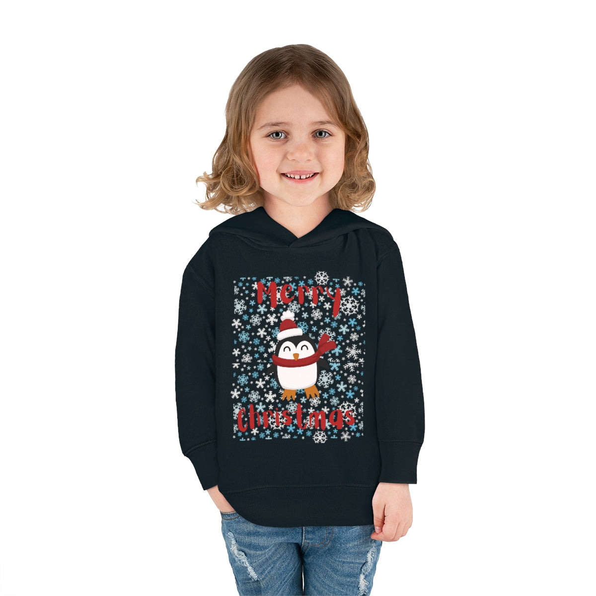 Cute Penguin Christmas Toddler Pullover Fleece Hoodie