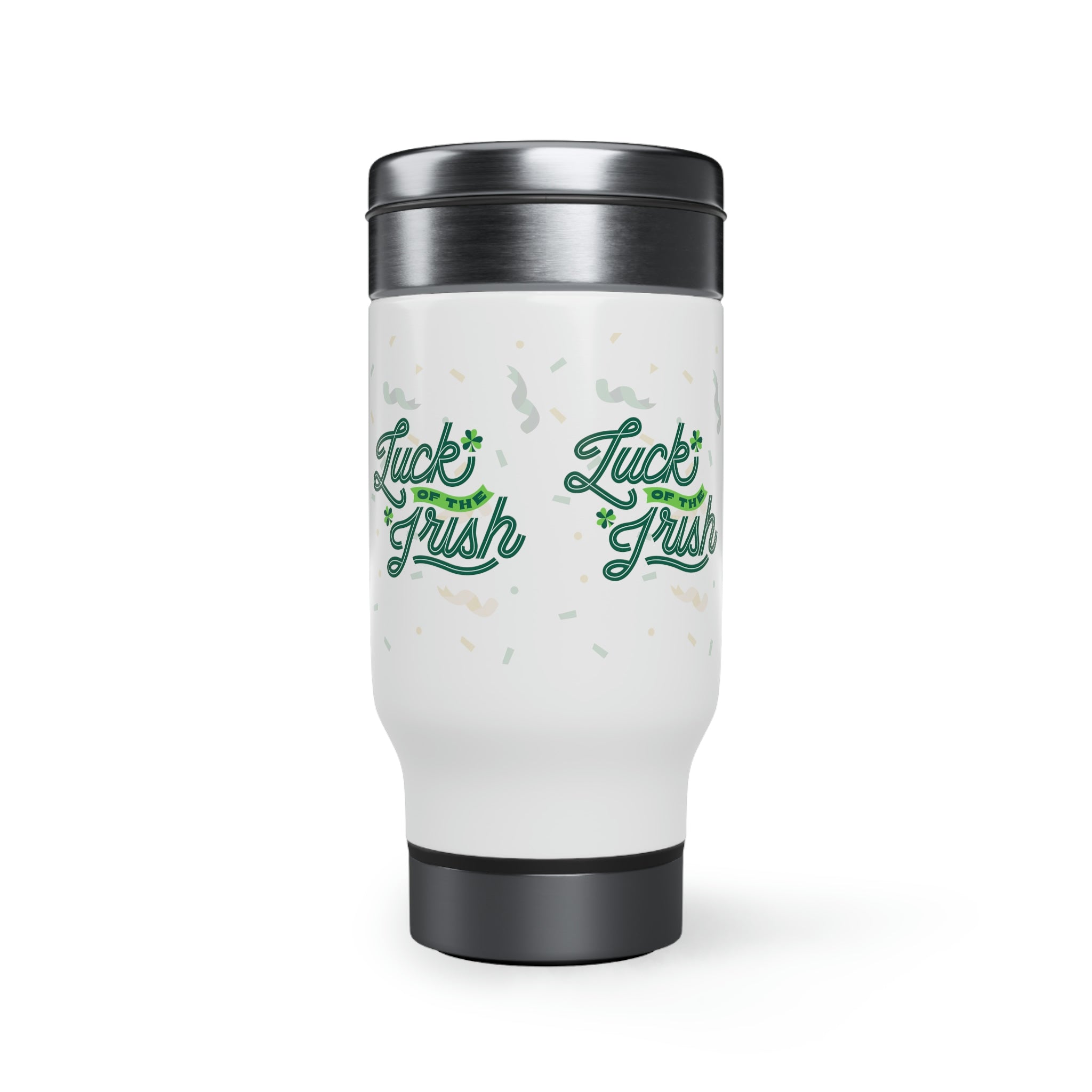 Luck Of The Irish Stainless Steel Travel Mug with Handle, 14oz