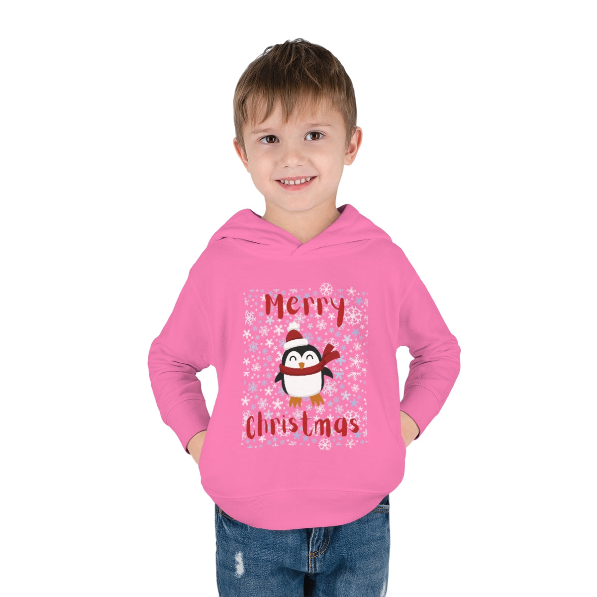 Cute Penguin Christmas Toddler Pullover Fleece Hoodie