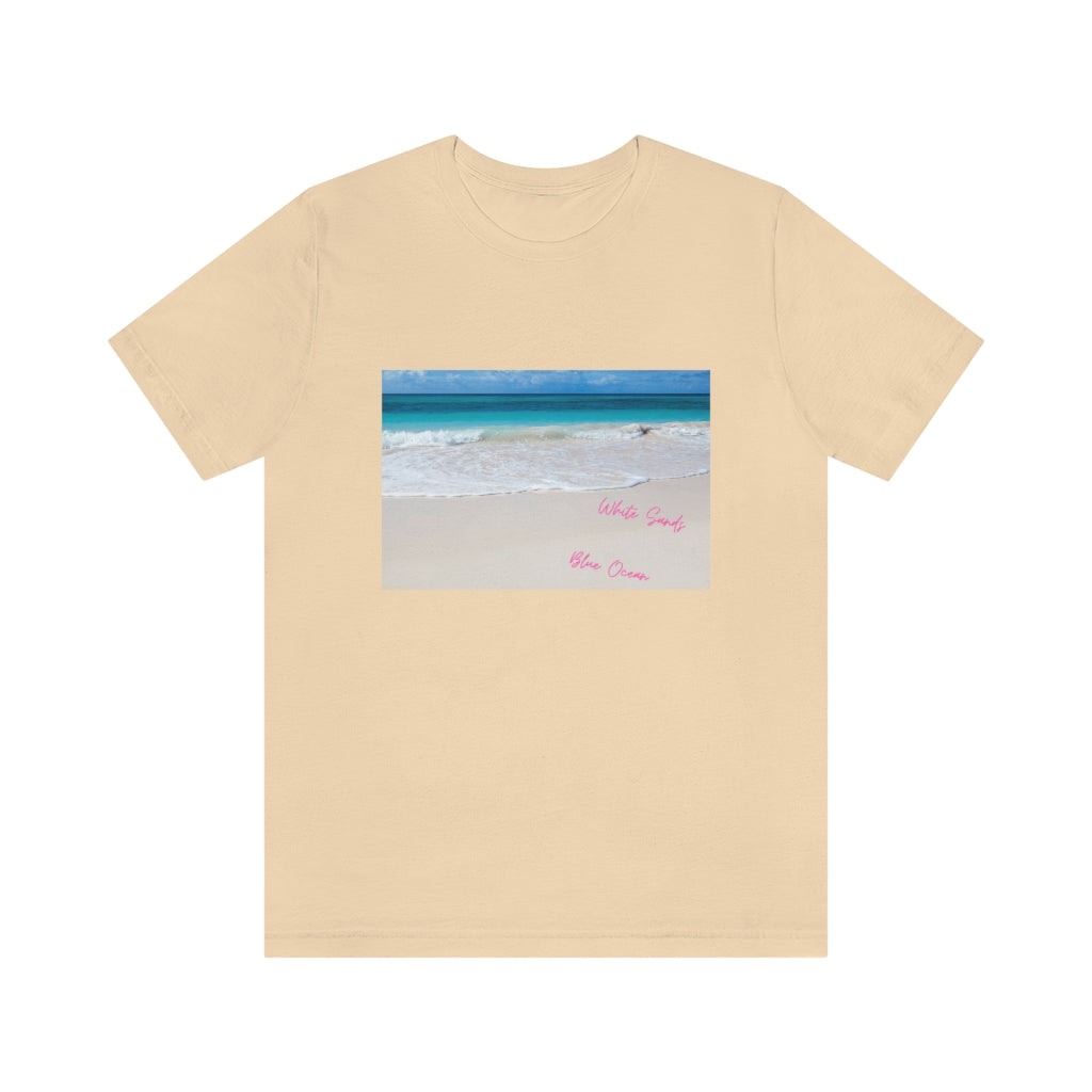 White Sands Blue Ocean Unisex Jersey Short Sleeve Tee