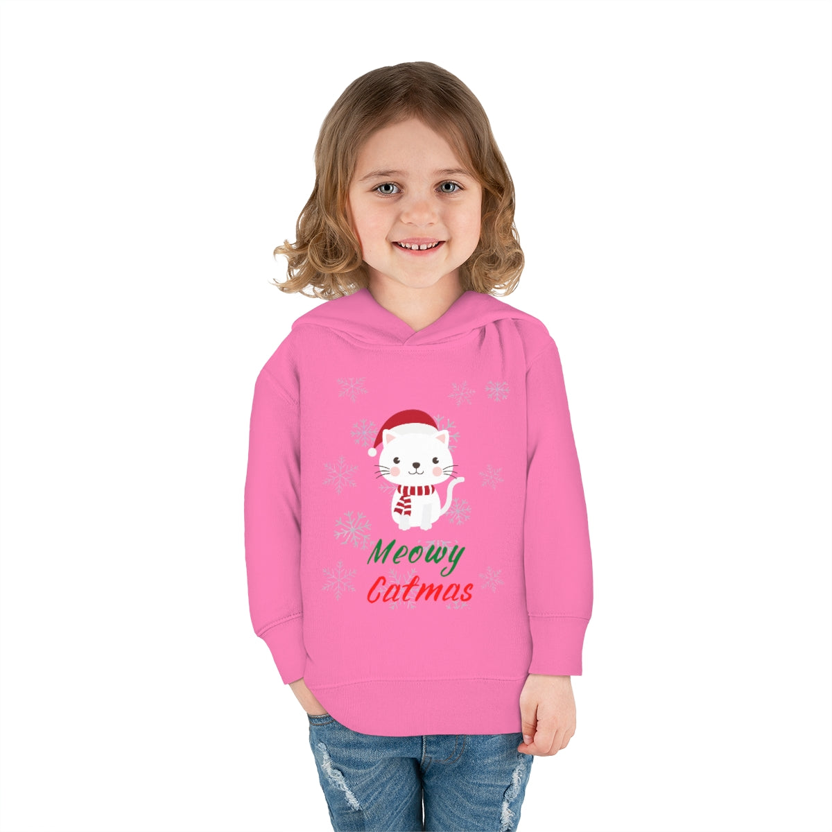 Meowy Catmas Toddler Pullover Fleece Hoodie