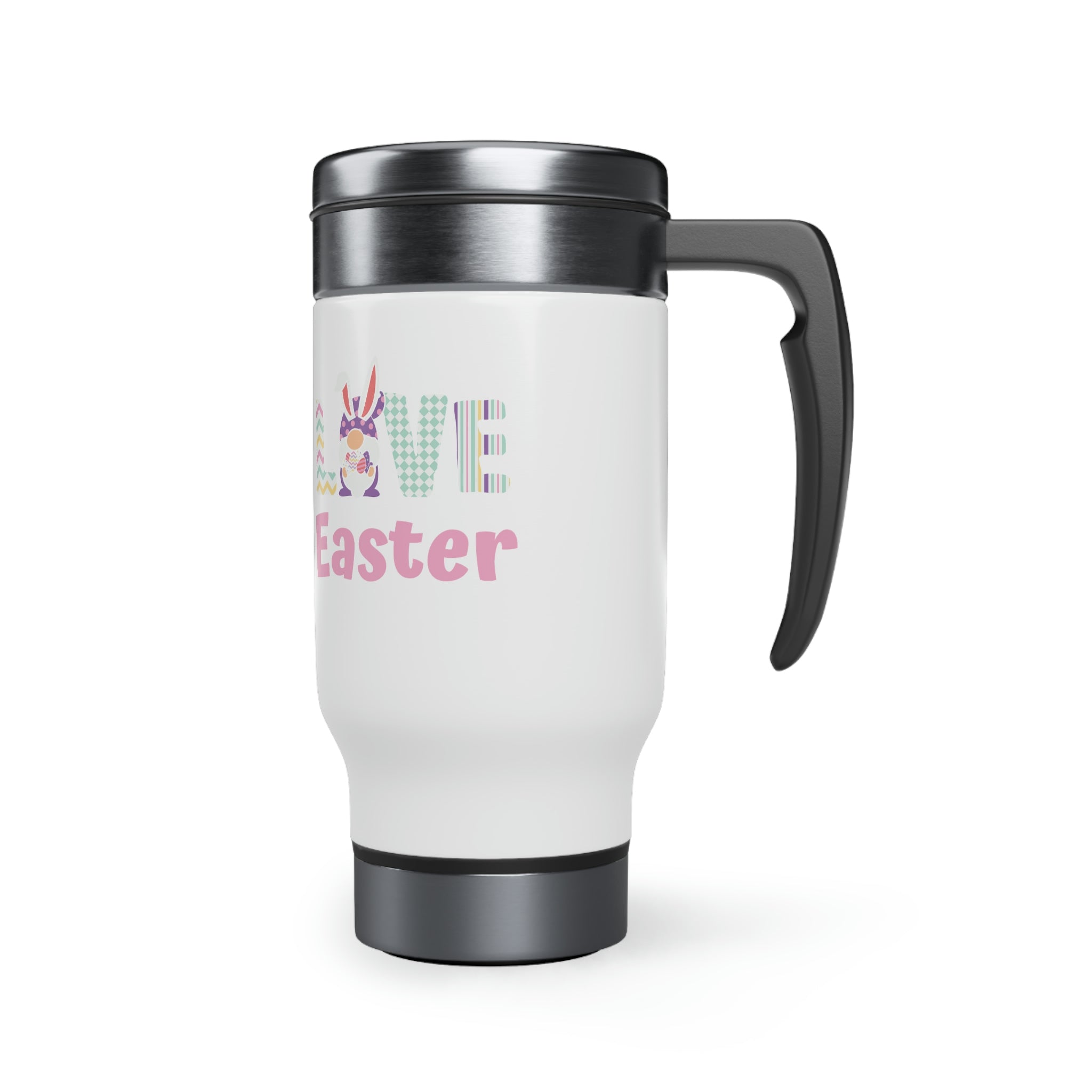 Gnome Love Easter Stainless Steel Travel Mug with Handle, 14oz