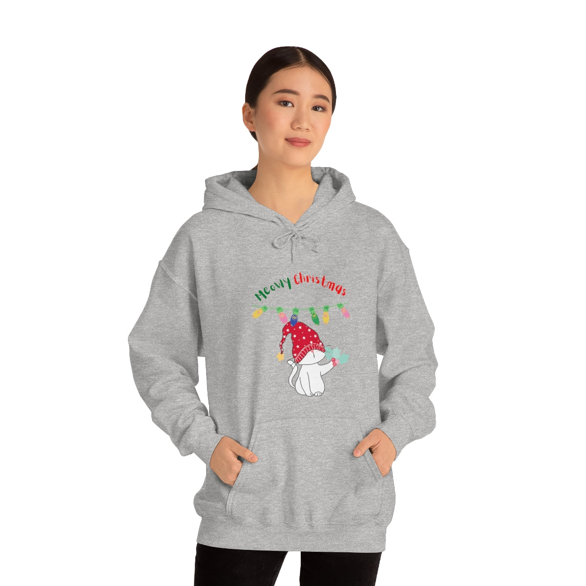 Meowy Christmas Heavy Blend™ Hooded Sweatshirt