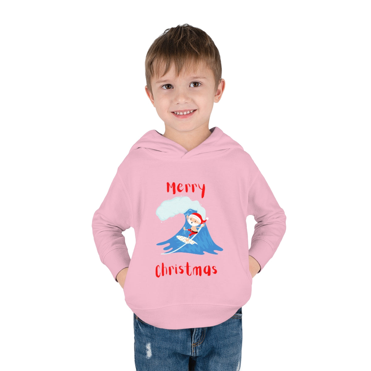 Surfing Santa Toddler Pullover Fleece Hoodie