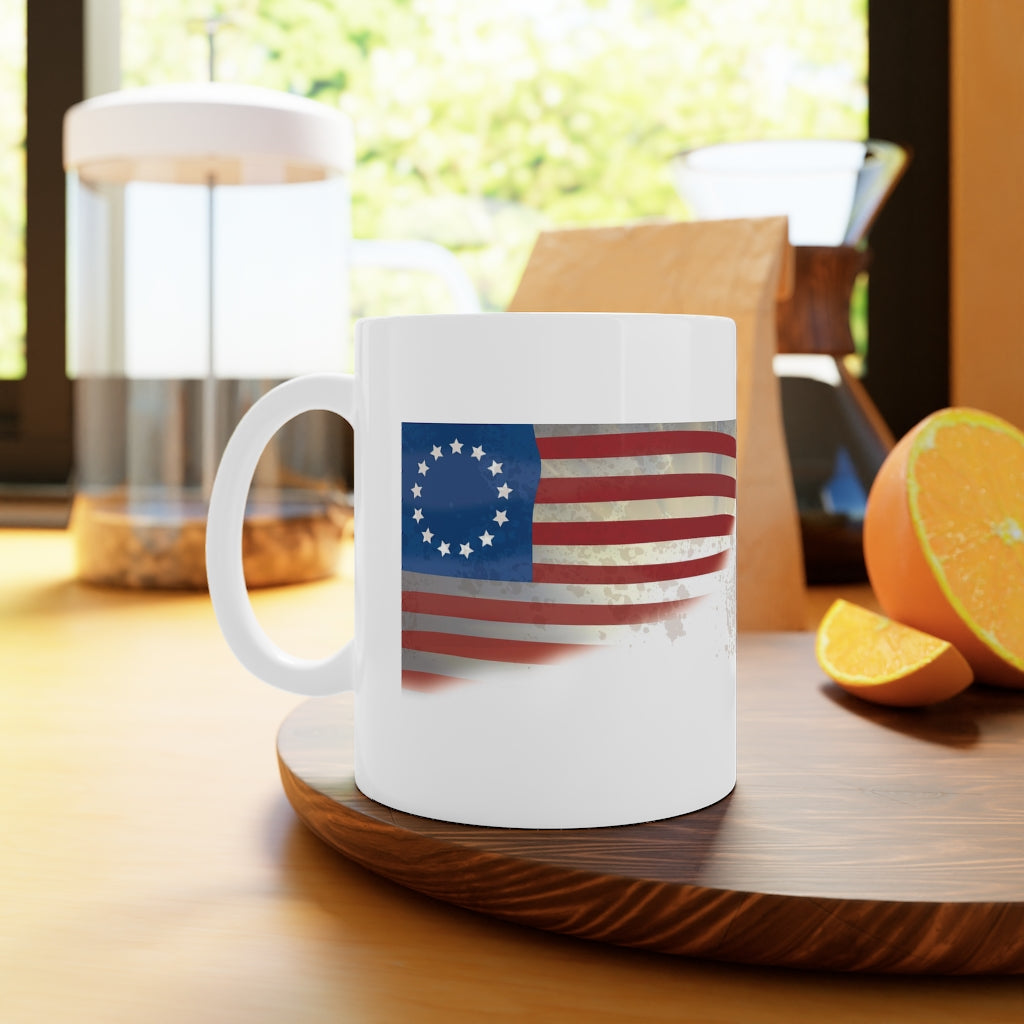 Old Glory White Ceramic Mug, 11oz and 15oz