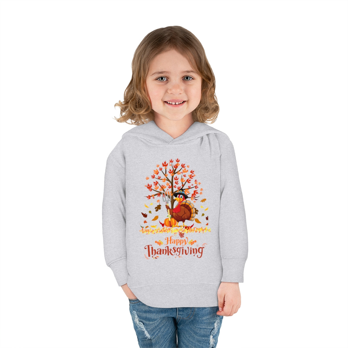 Happy Thanksgiving Turkey Pilgrim Toddler Pullover Fleece Hoodie