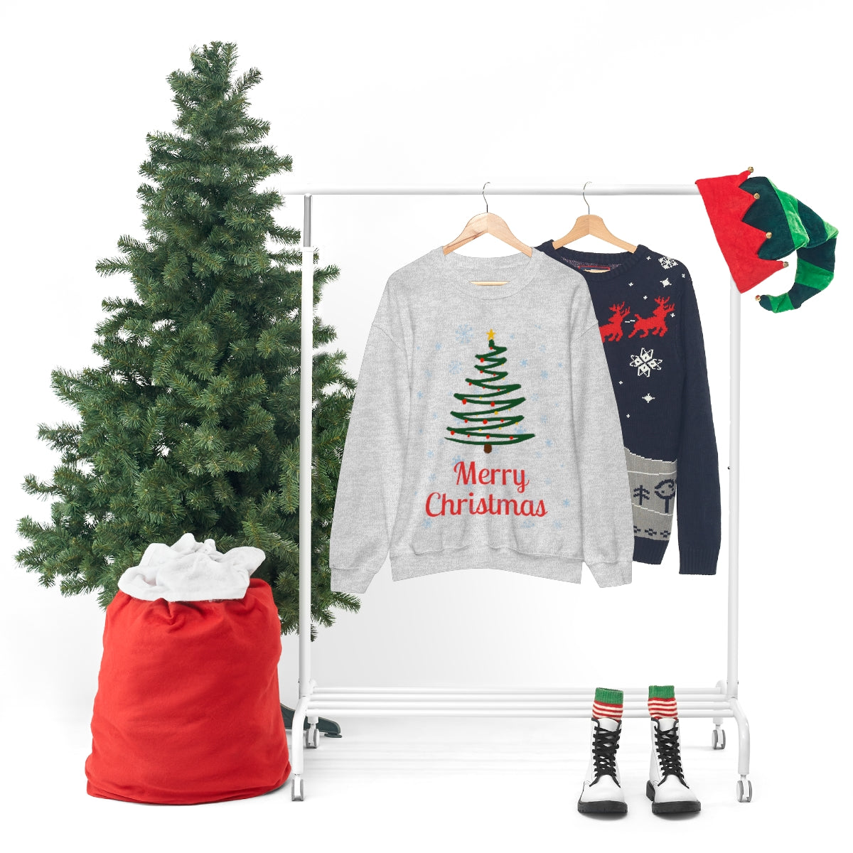 Merry Christmas Tree Unisex Heavy Blend™ Crewneck Sweatshirt