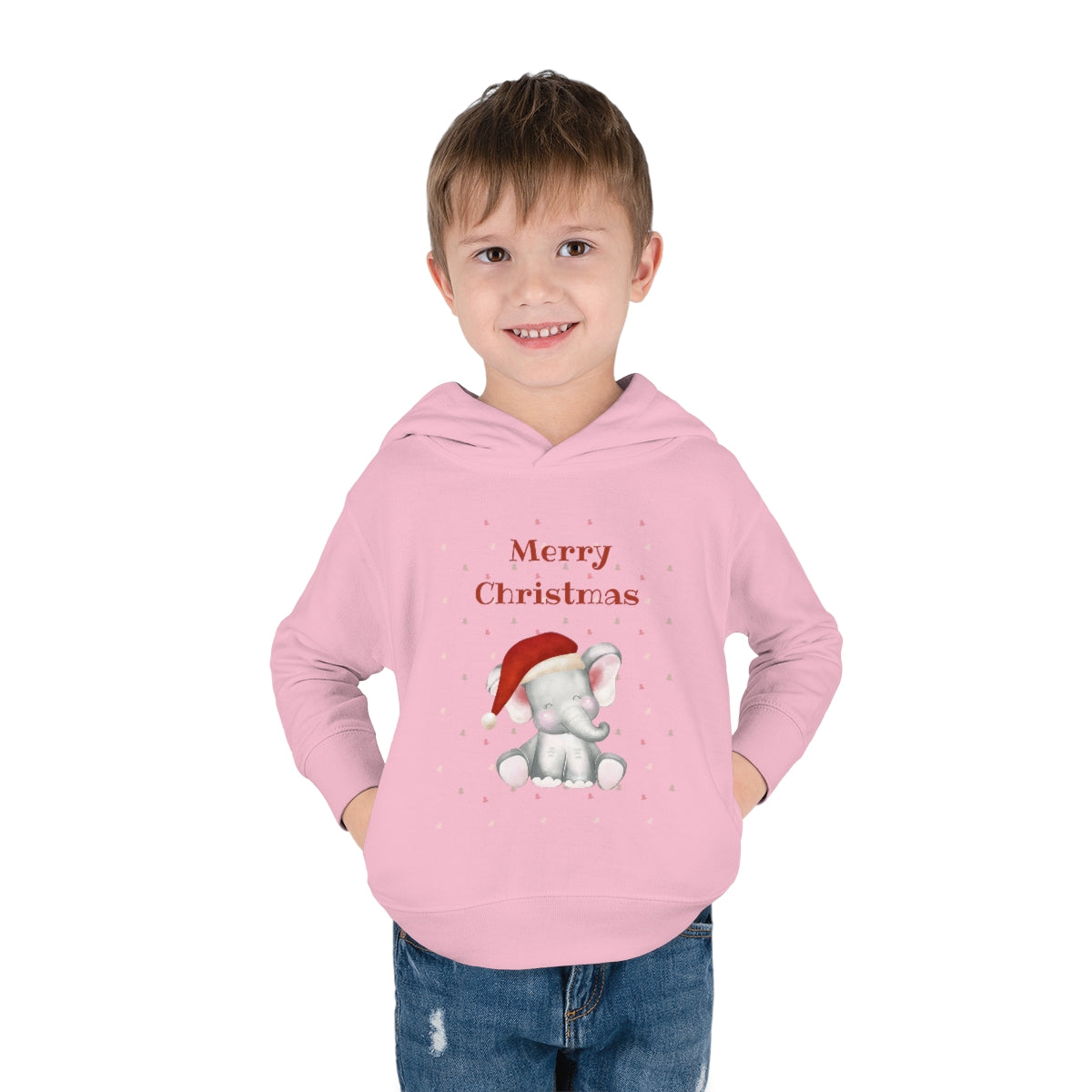 Cute Christmas Elephant Toddler Pullover Fleece Hoodie