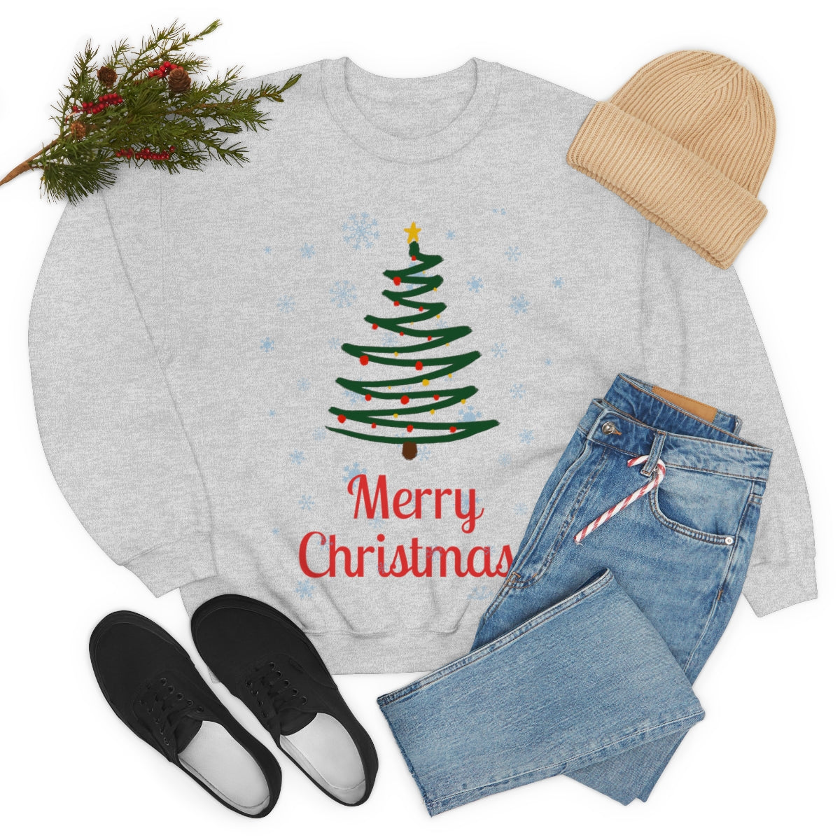 Merry Christmas Tree Unisex Heavy Blend™ Crewneck Sweatshirt