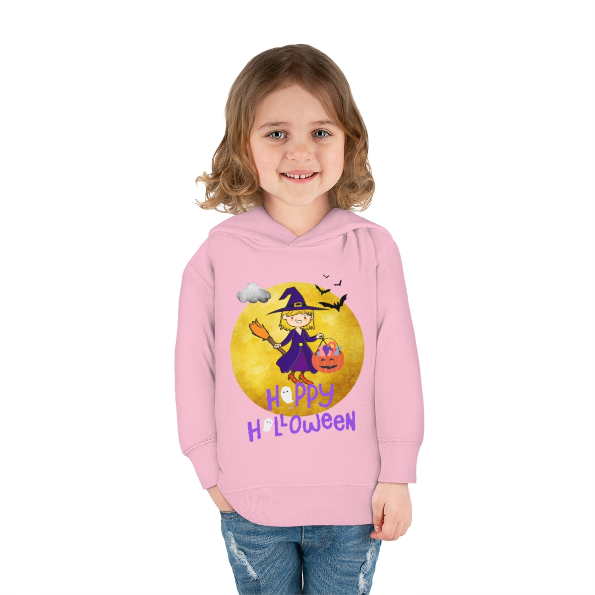 Halloween Witch Girl Toddler Pullover Fleece Hoodie