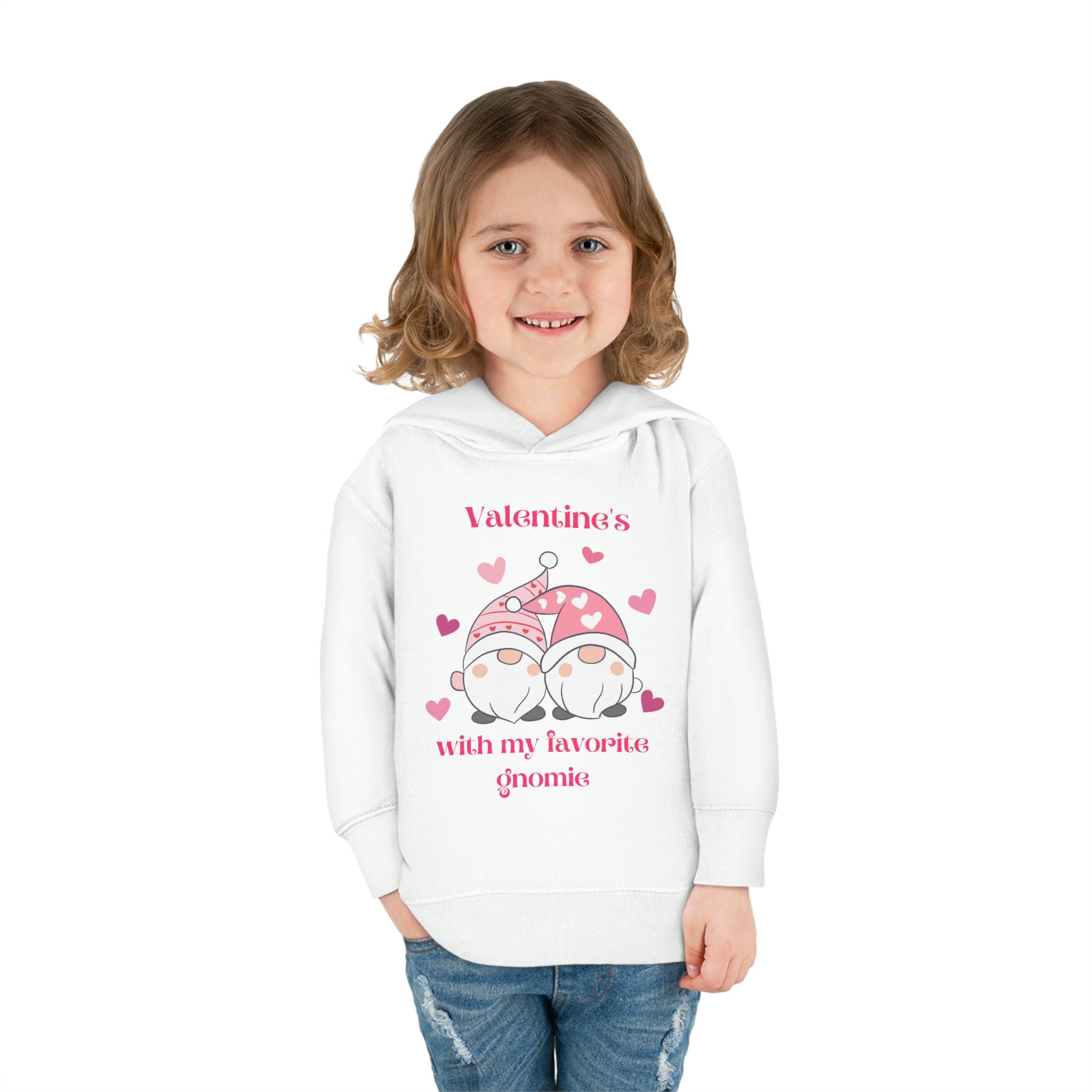 Valentine's With My Favorite Gnomie Toddler Pullover Fleece Hoodie