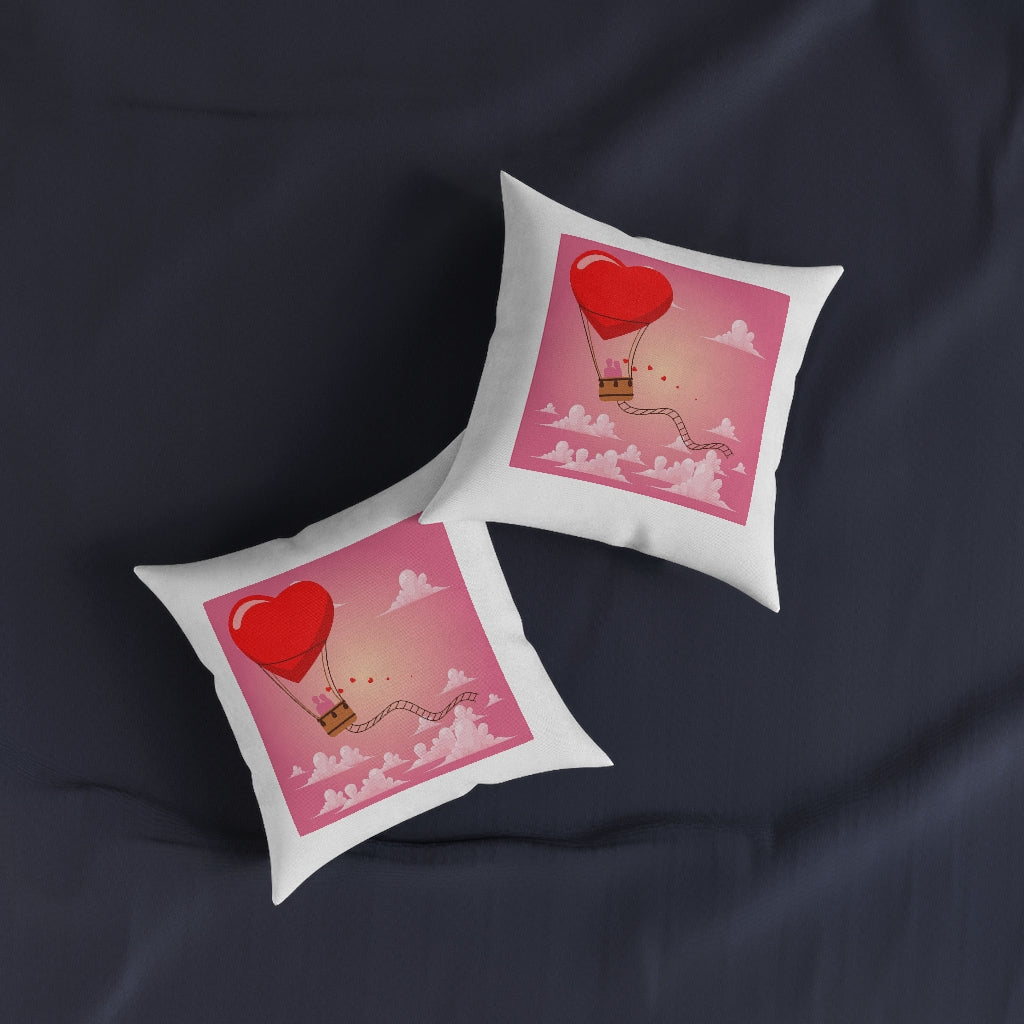 Happy Valentine's Day Square Pillow - White Back