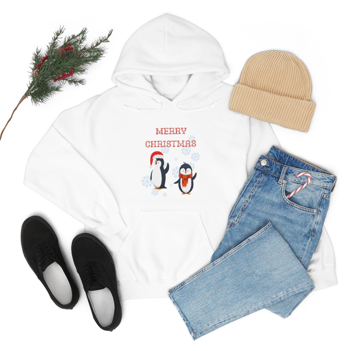 Penguins Merry Christmas Unisex Heavy Blend™ Hooded Sweatshirt