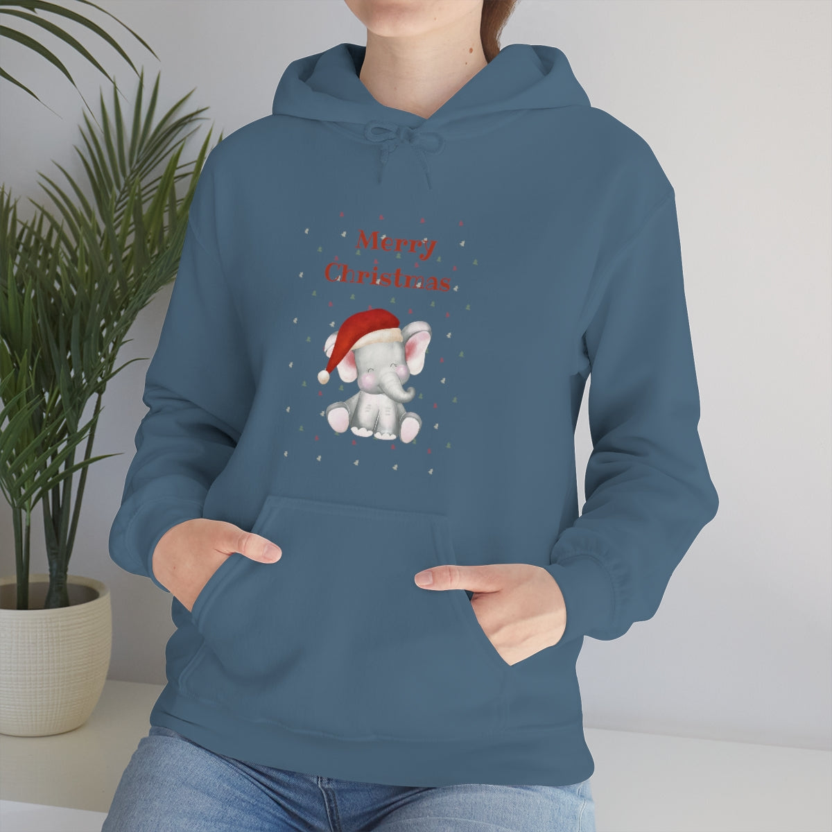 Cute Christmas Elephant Unisex Heavy Blend™ Hooded Sweatshirt