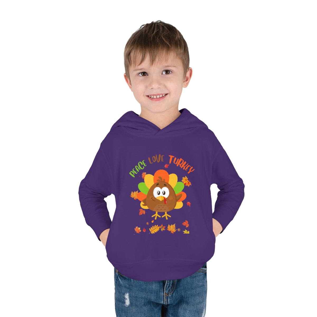 Peace Love Turkey Toddler Pullover Fleece Hoodie