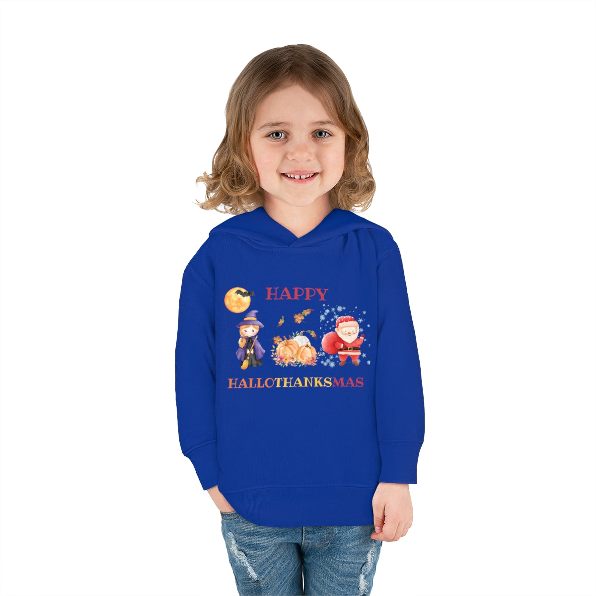 Happy Hallothanksmas Toddler Pullover Fleece Hoodie