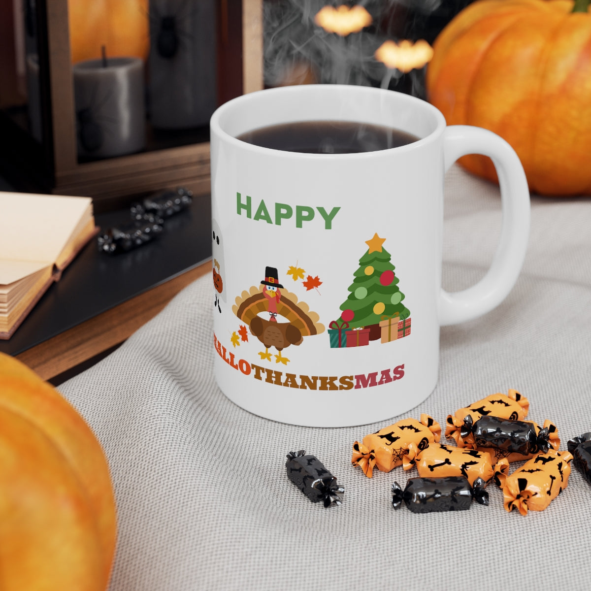 Happy Hallothanksmas Ceramic Mug 11oz