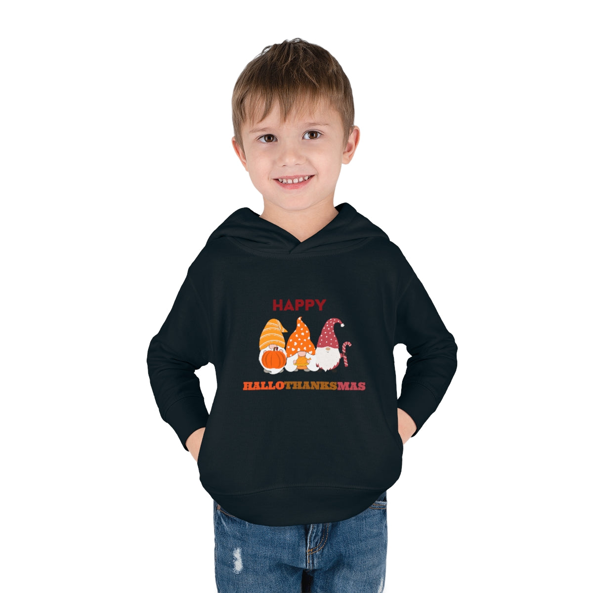 Happy Hallothanksmas Toddler Pullover Fleece Hoodie