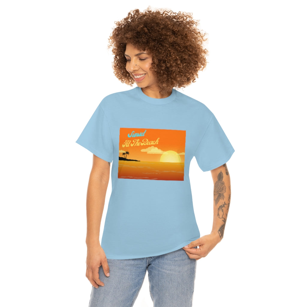 Sunset At The Beach Unisex Heavy Cotton Tee