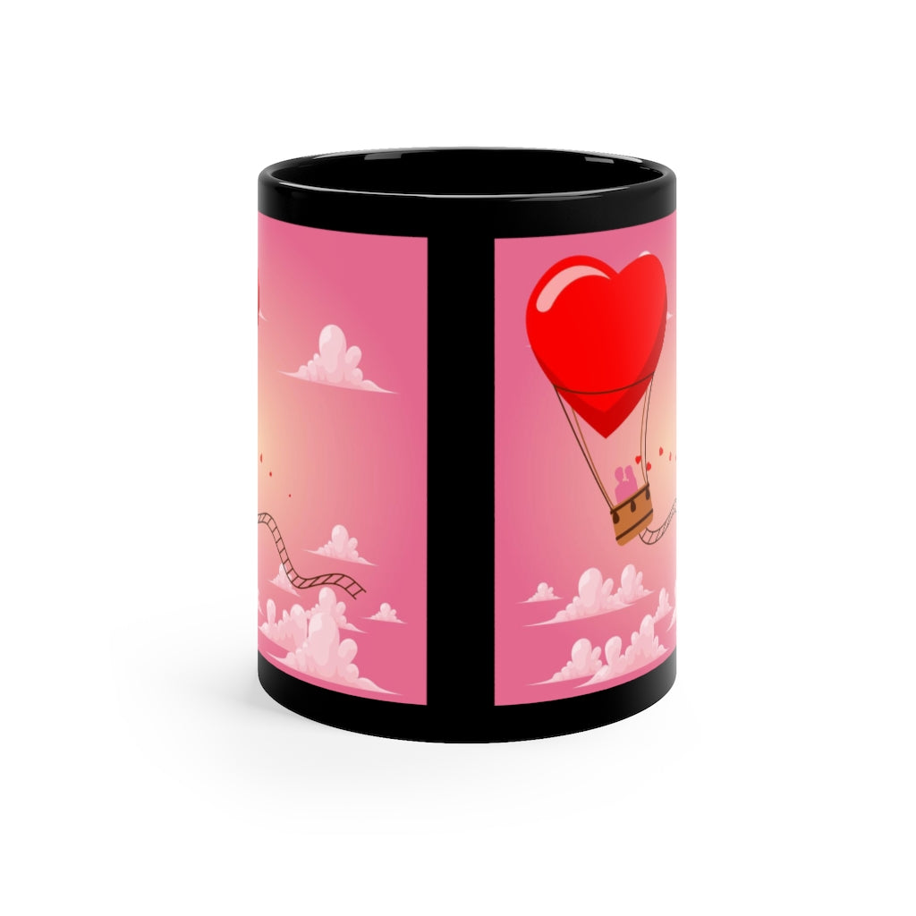 Happy Valentine's Day Black Coffee Mug, 11oz