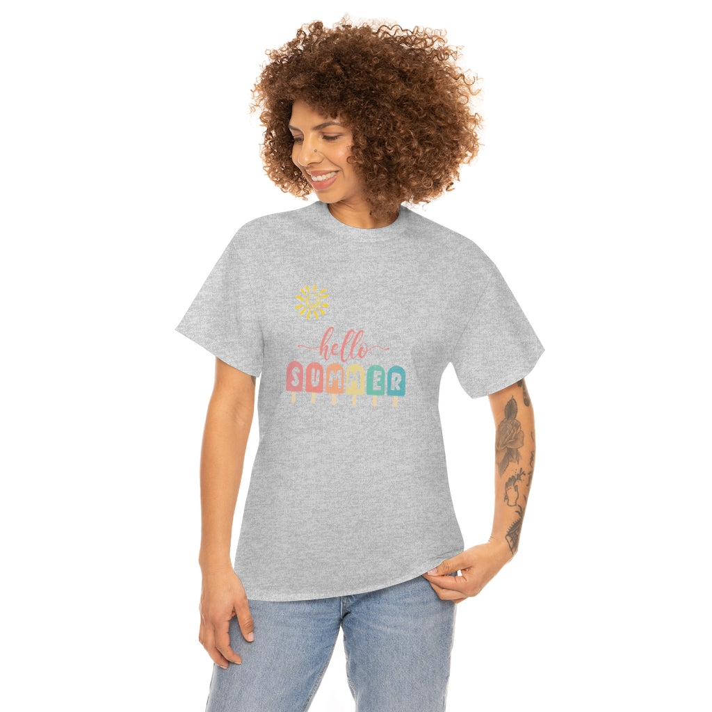 Sunny Hello Summer Unisex Heavy Cotton Tee