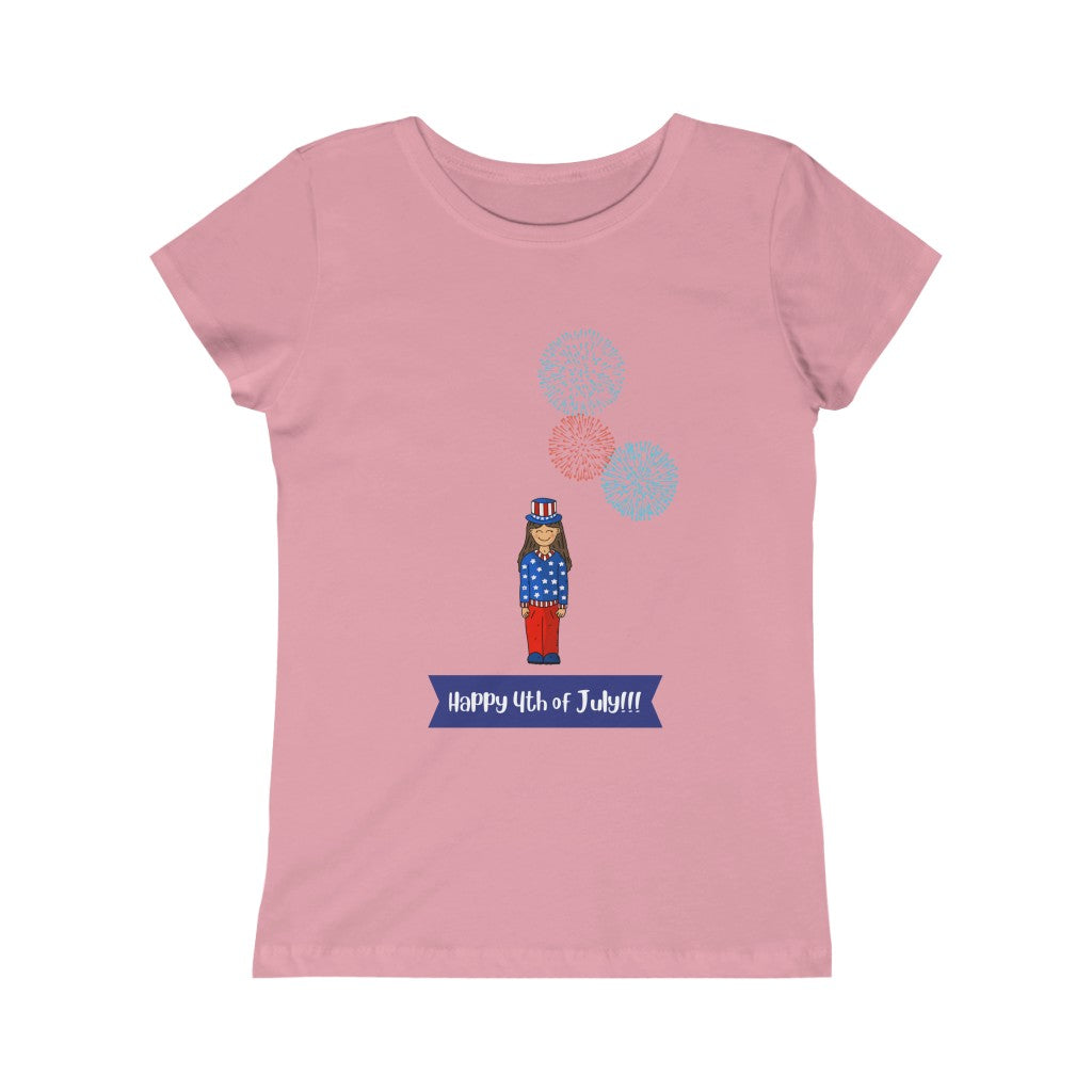 Happy 4th of July Girls Princess Tee